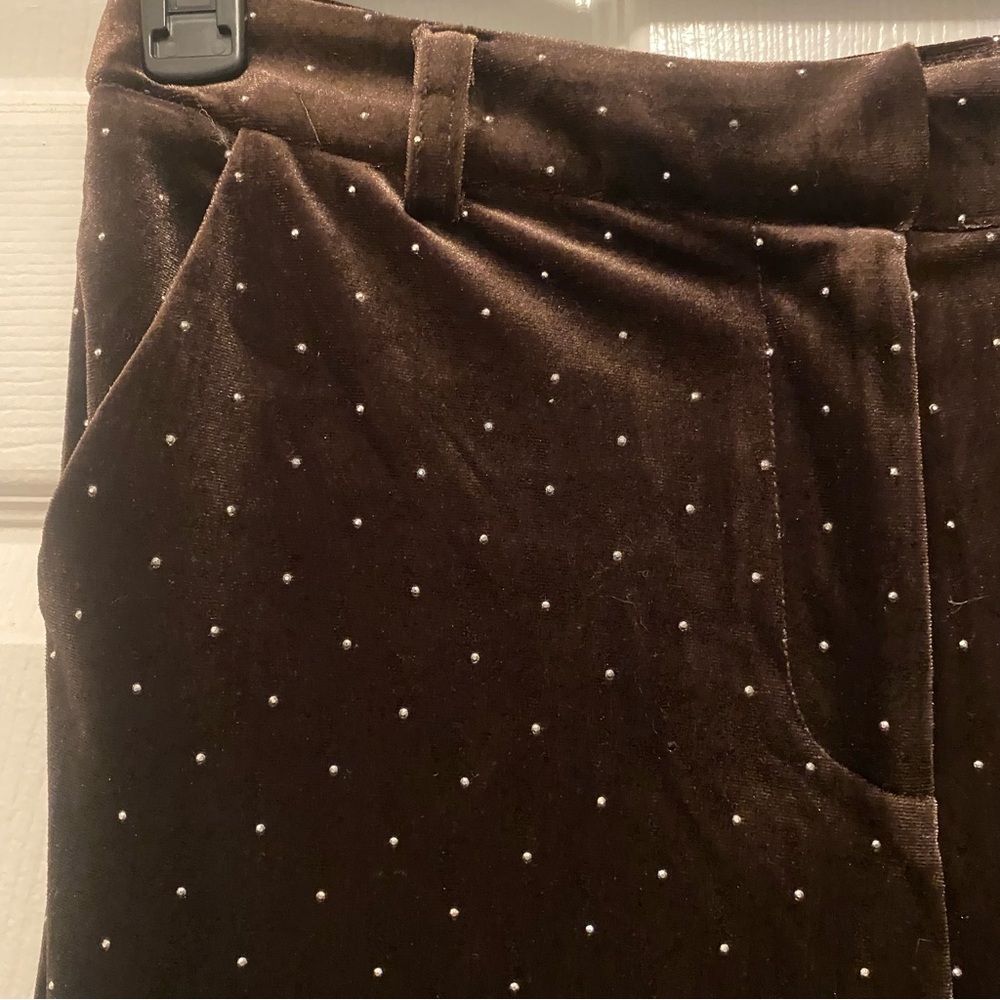 Skies Are Blue Brown Rhinestone Velvet Blazer & Pant Set - Picture 14 of 16